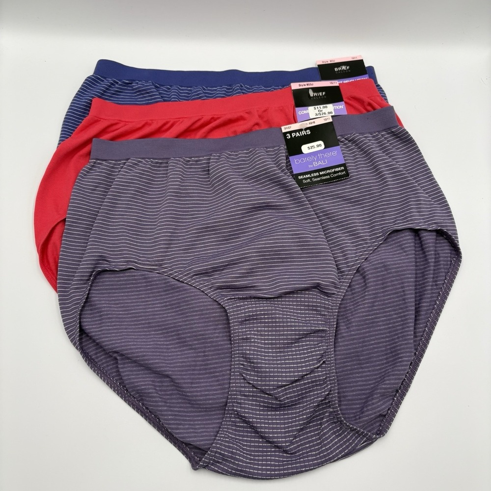 Bali Comfort Revolution Women's Sz 8/XL 3 Pk Briefs Panties Multicolor NWT